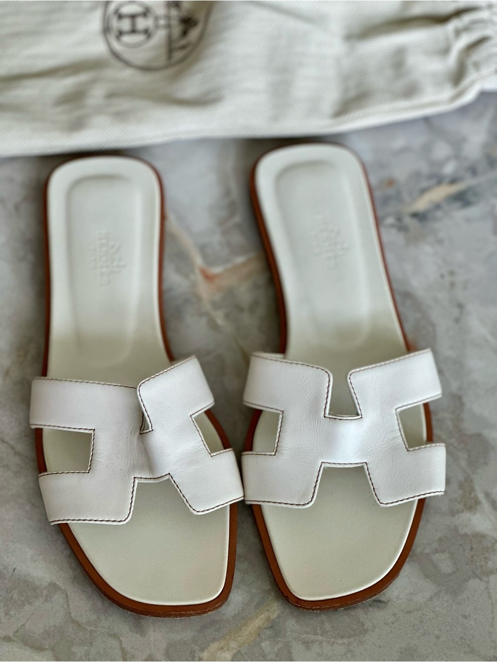 Authentic Hermes White Sandals